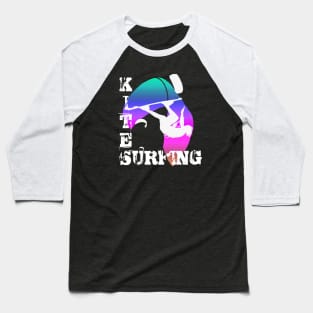 Kite Surfing WIth Freestyle Kitesurfer And Kite 17 Baseball T-Shirt